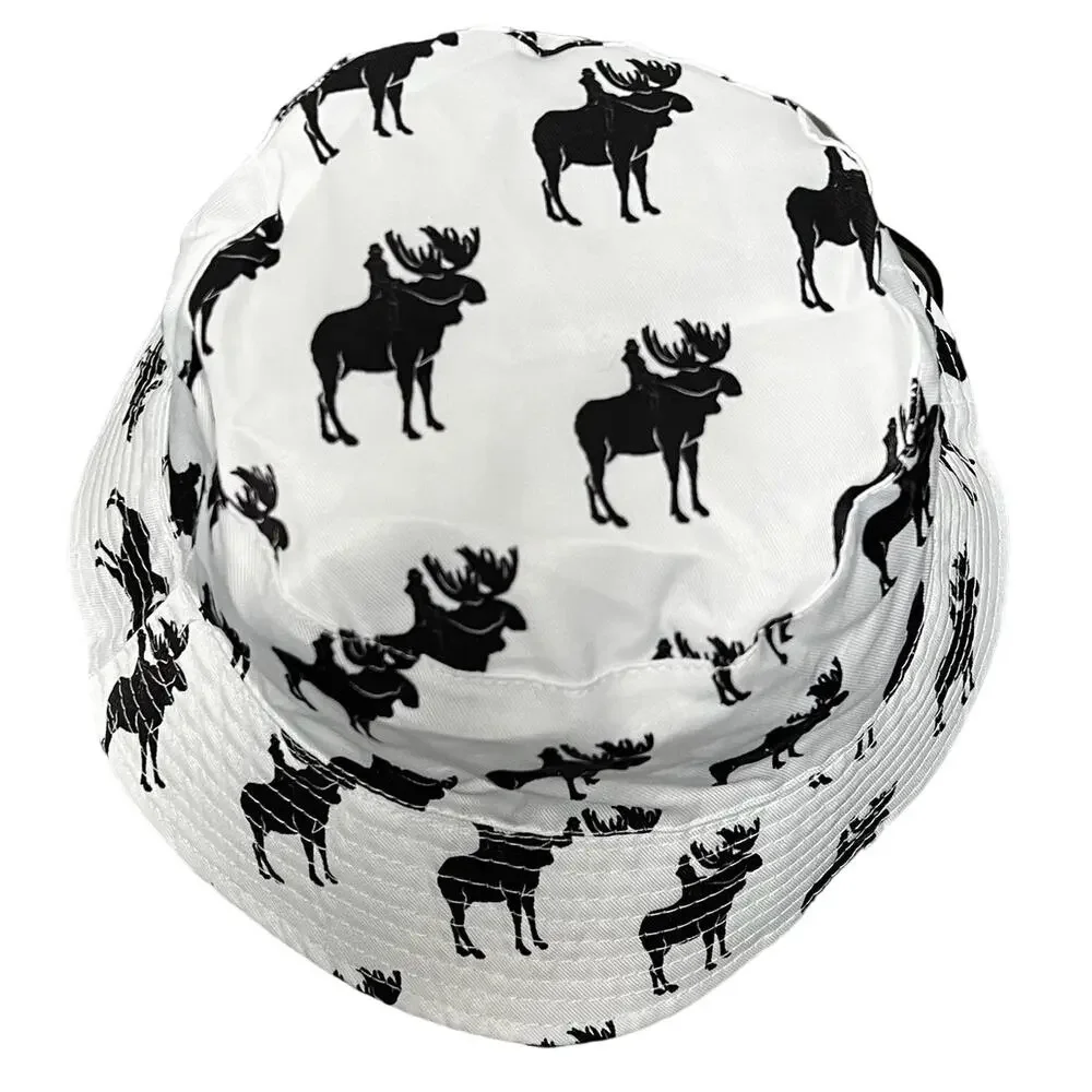 Reversible Bucket Hat Unisex One Size White & Black Y2K